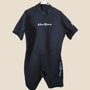 NeoSport Mens Wetsuit Size XXL 3mm Black X-SPAN Shorty Short Sleeve Spring Suit